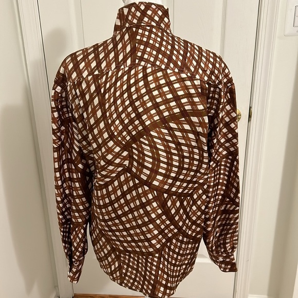 Tory Burch Abstract Gingham Check Pattern Silk Tie Blouse New Size 4 - Picture 9 of 13